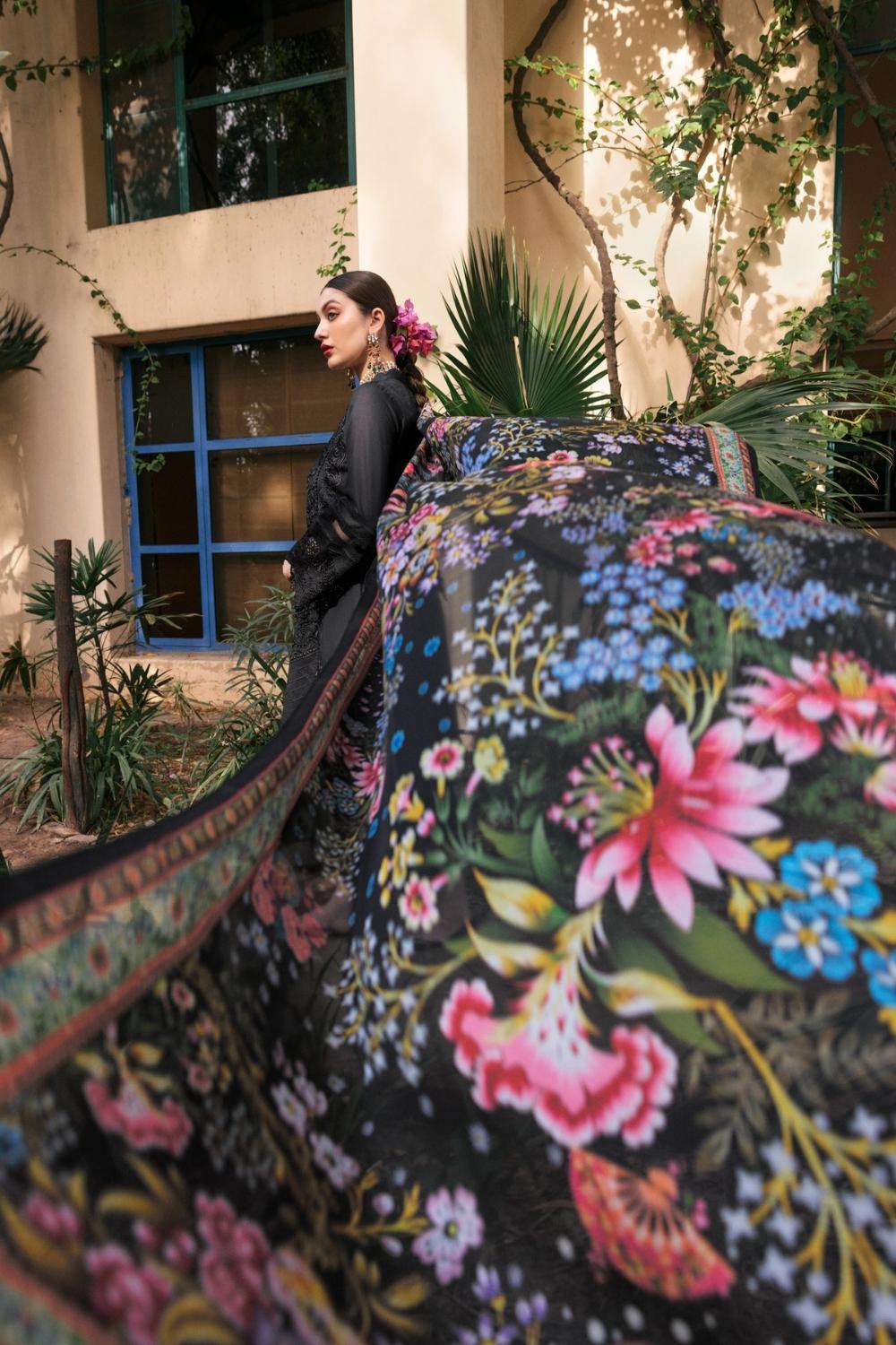 3PC Unstitched Embroidered + Printed Suit