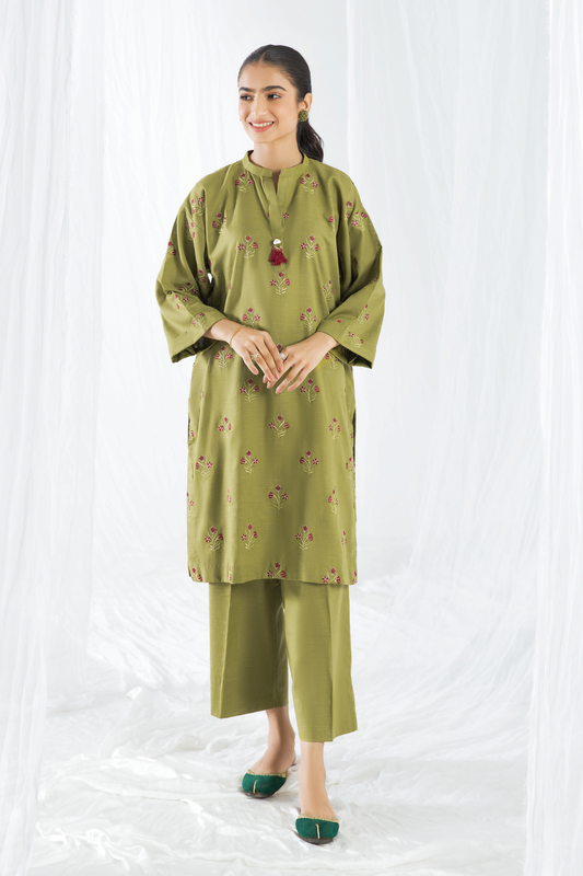 2 PC Unstitched | Khaddar Embroidered Shirt + Trouser
