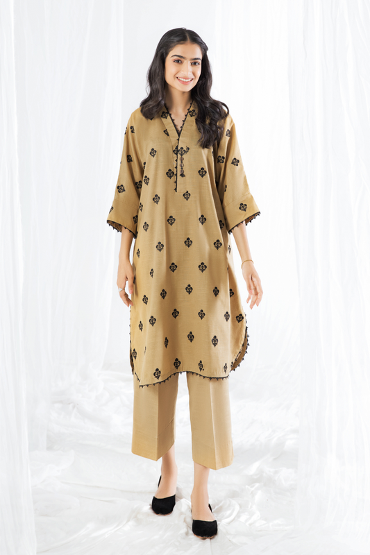 2 PC Unstitched | Khaddar Embroidered Shirt + Trouser