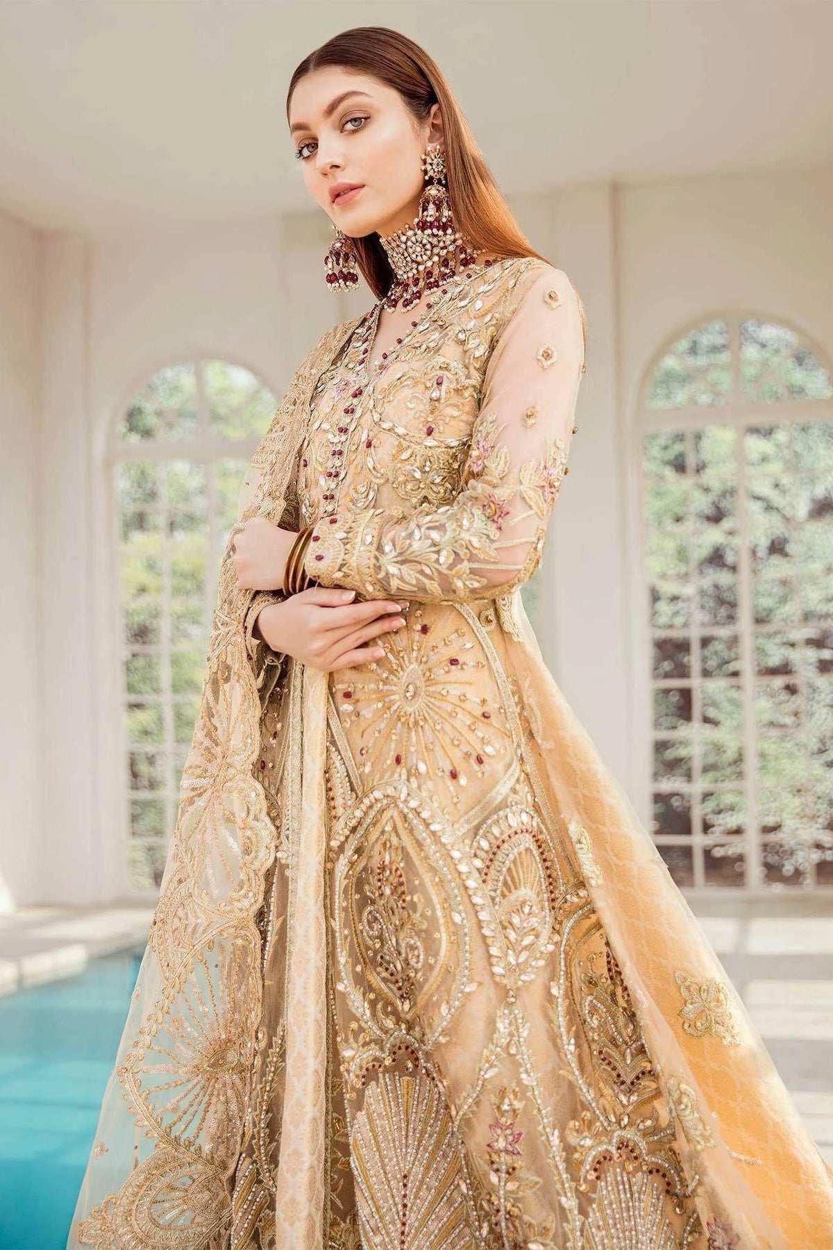 Bridal Maxi - Gilded Leaf (D-01) by Maryum N Maria priced at 23500.00