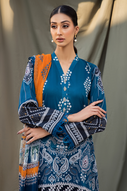 3PC Unstitched | Digital Printed Cambric Suit