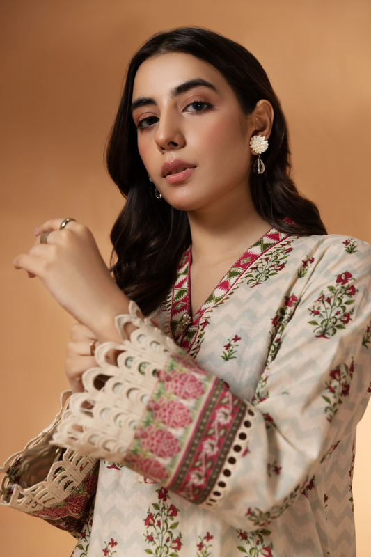 2 PC Unstitched | Printed Cambric Shirt + Trouser