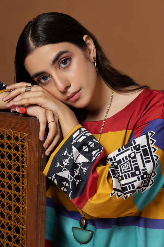 1 PC Unstitched | Printed Cotton Satin Shirt