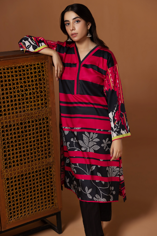 1 PC Unstitched | Printed Cotton Satin Shirt