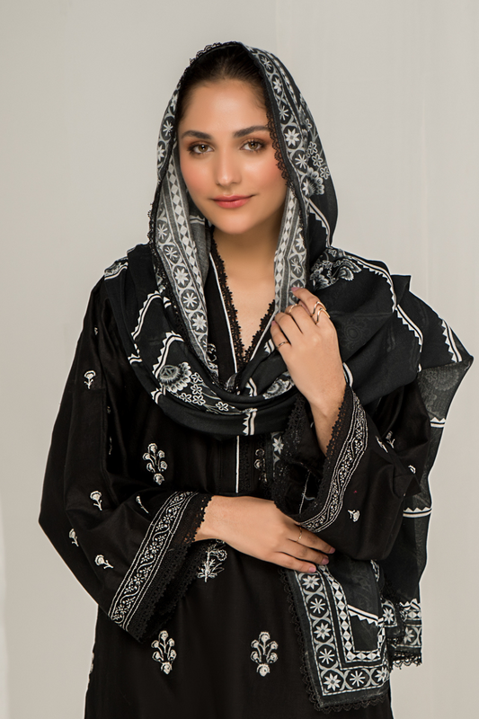 3 PC Unstitched Embroidered Lawn Suit