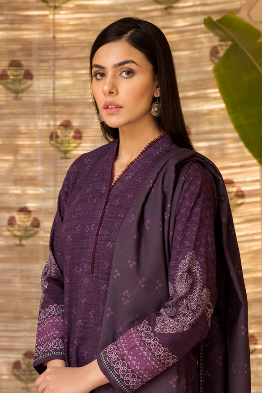 3 PC Unstitched | Khaddar Printed Suit
