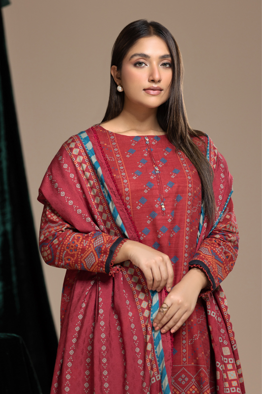 3 PC Unstitched | Khaddar Printed Suit