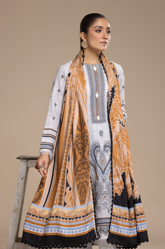3 PC Unstitched | Khaddar Printed Suit