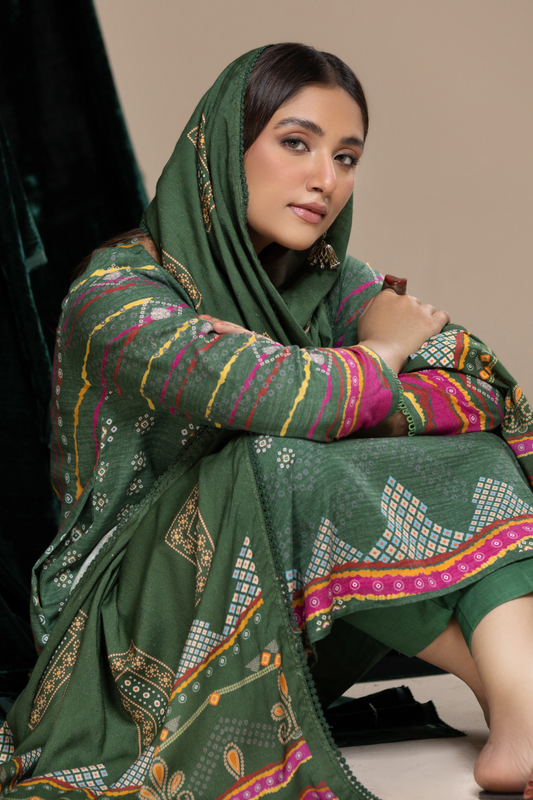 3 PC Unstitched | Khaddar Printed Suit