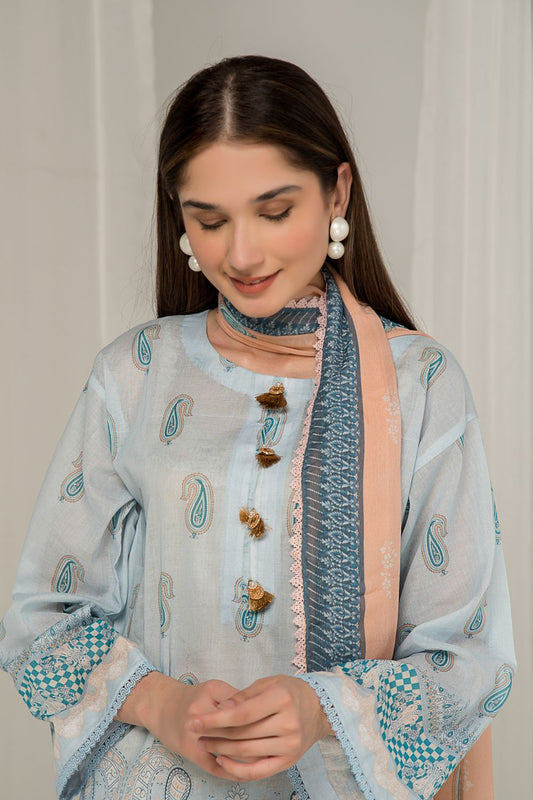 3 PC Unstitched Printed Lawn Suit