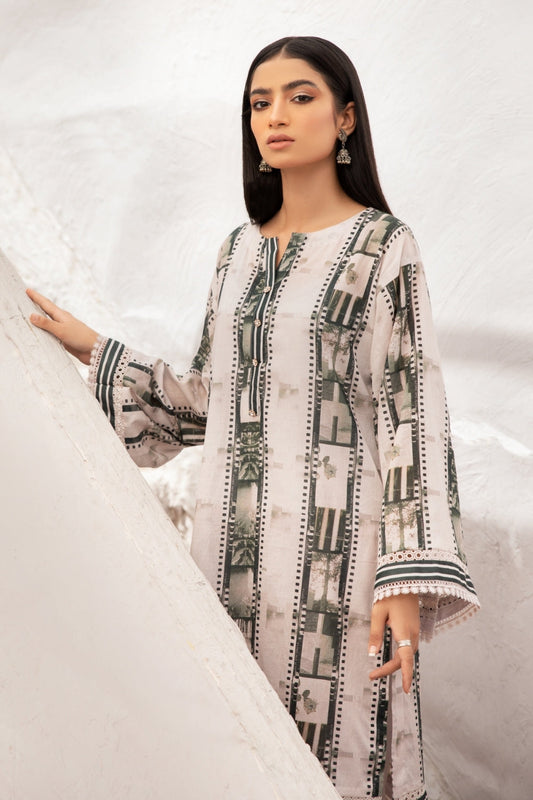 2 PC Unstitched | Digital Printed Lawn Shirt + Dyed Cambric Trouser