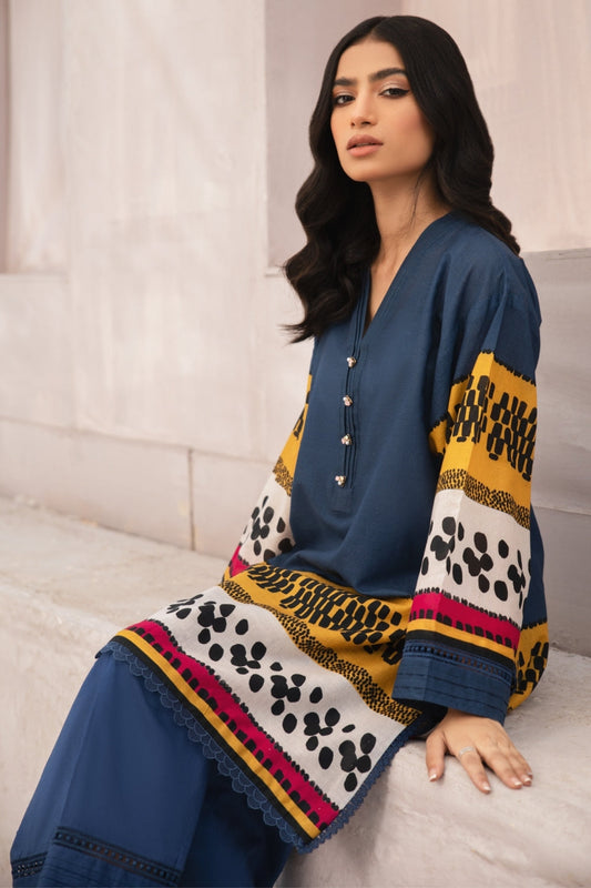 2 PC Unstitched | Digital Printed Lawn Shirt + Dyed Cambric Trouser
