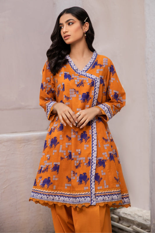 2 PC Unstitched | Digital Printed Lawn Shirt + Dyed Cambric Trouser