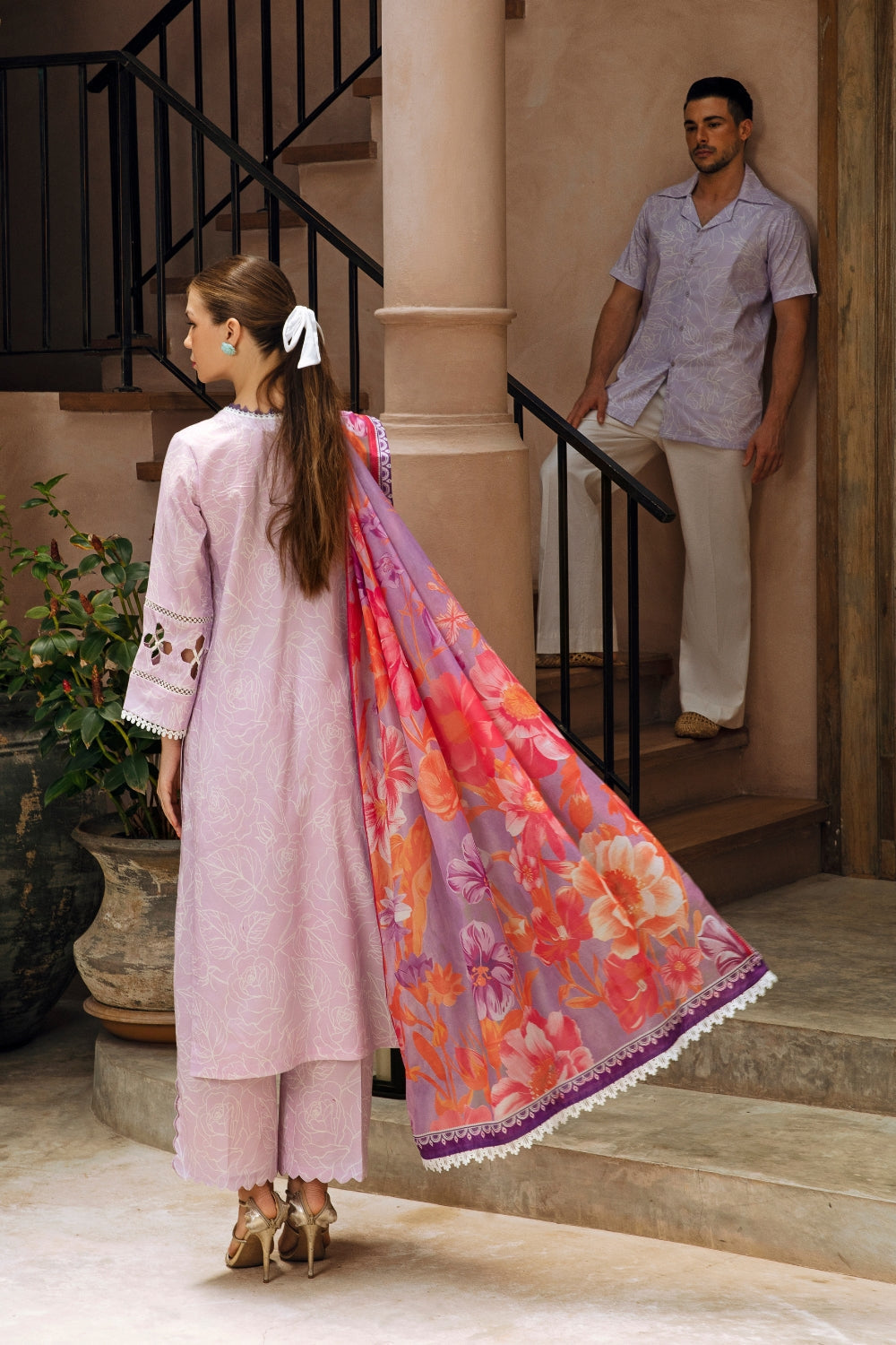 3PC Unstitched | Embroidered Lawn Suit | Poly Voil Printed Dupatta