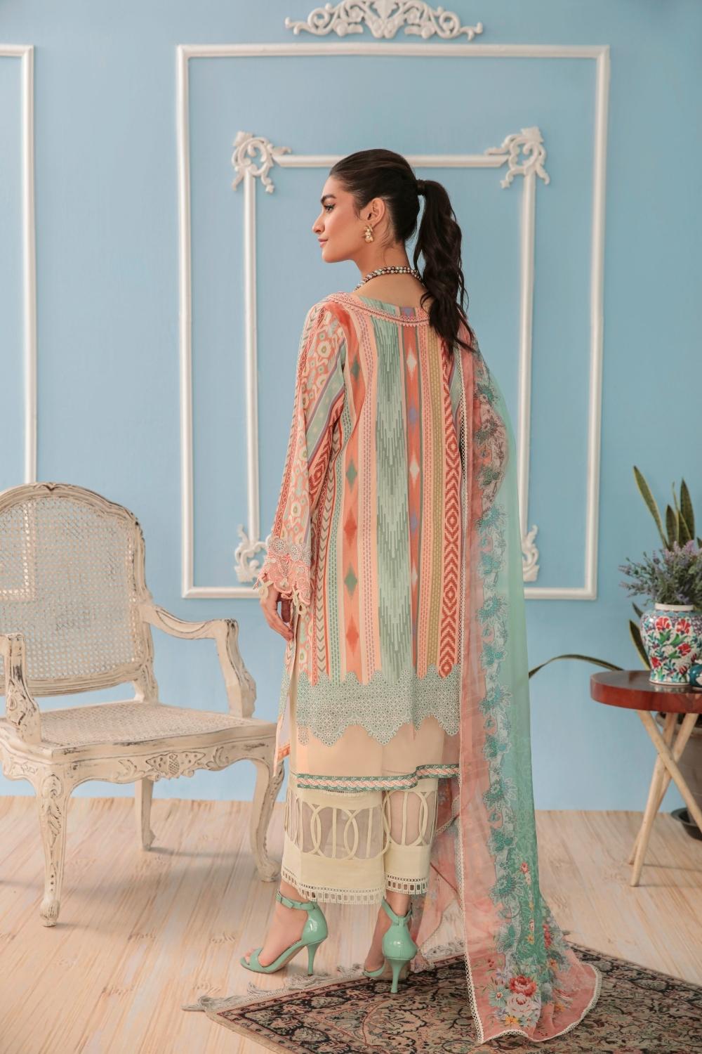 3PC Unstitched Printed + Embroidered Suit