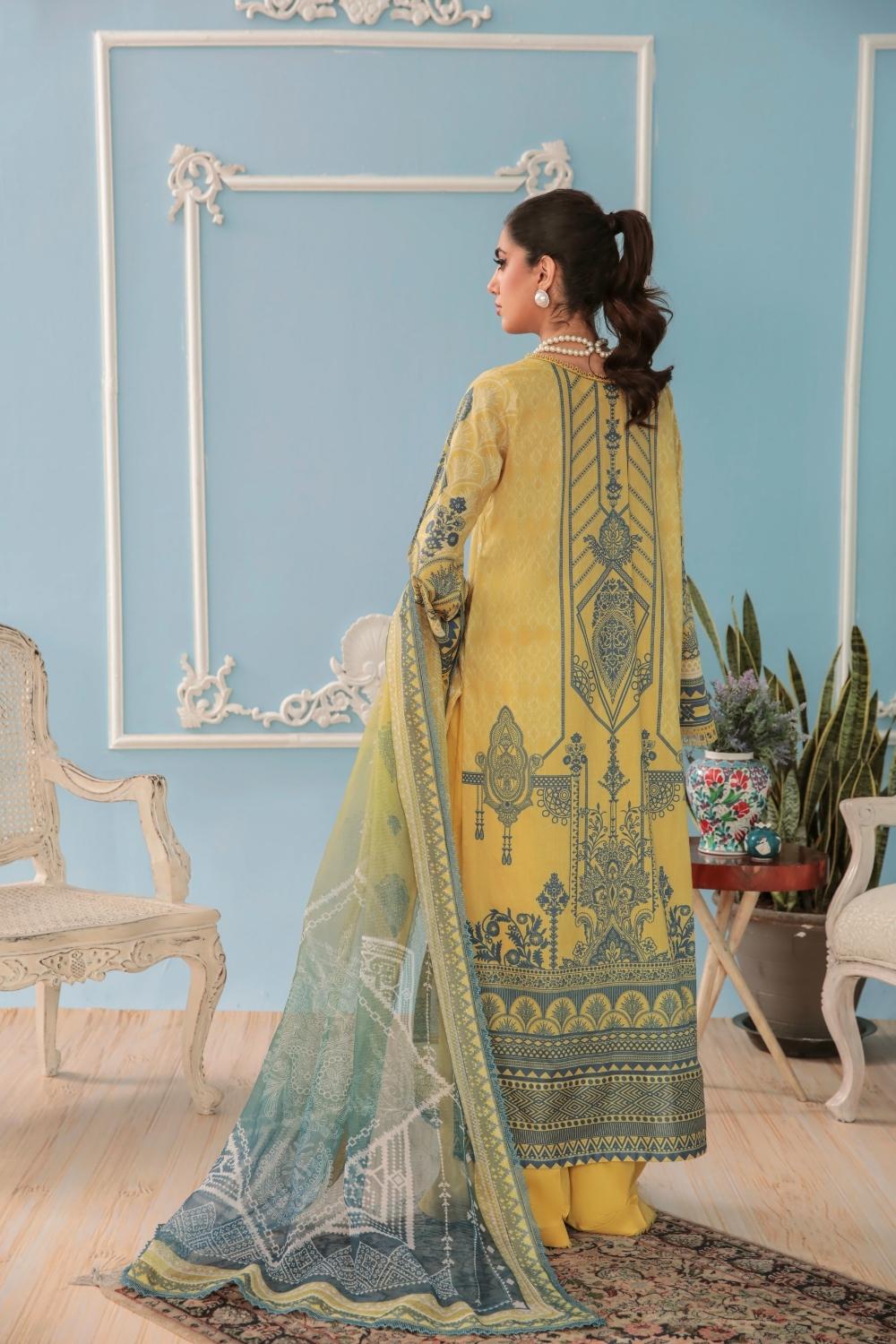 3PC Unstitched Printed + Embroidered Suit