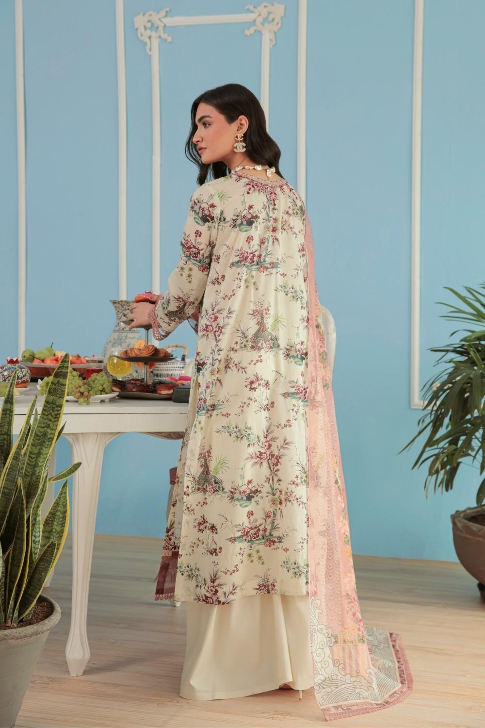 3PC Unstitched Printed + Embroidered Suit