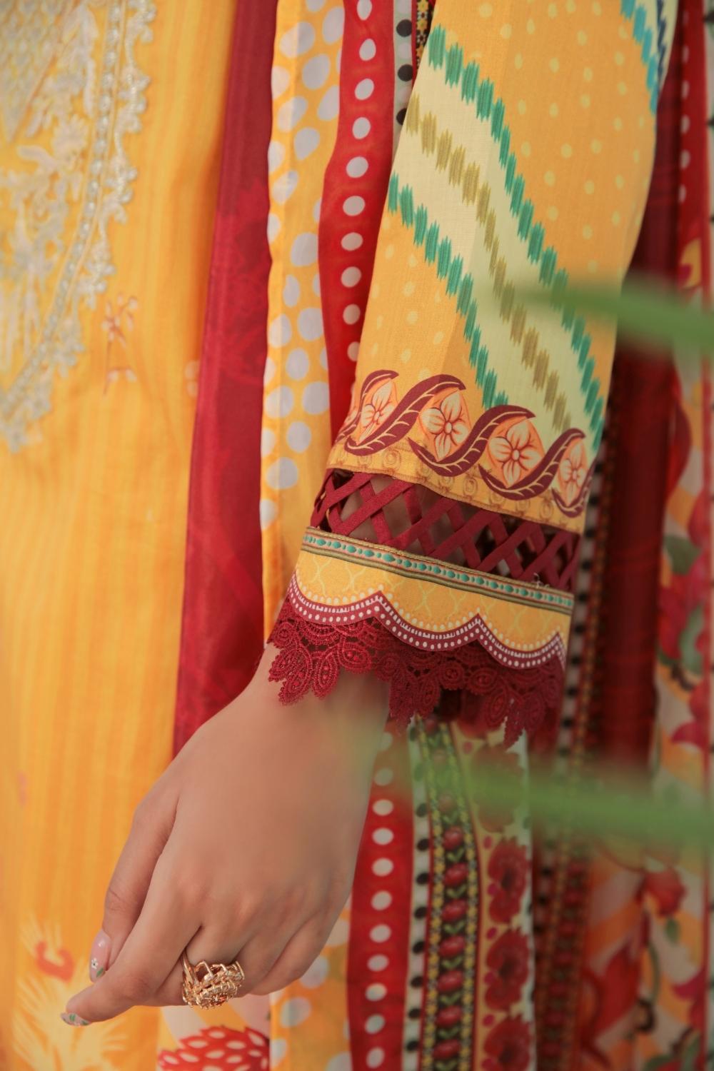 3PC Unstitched Printed + Embroidered Suit