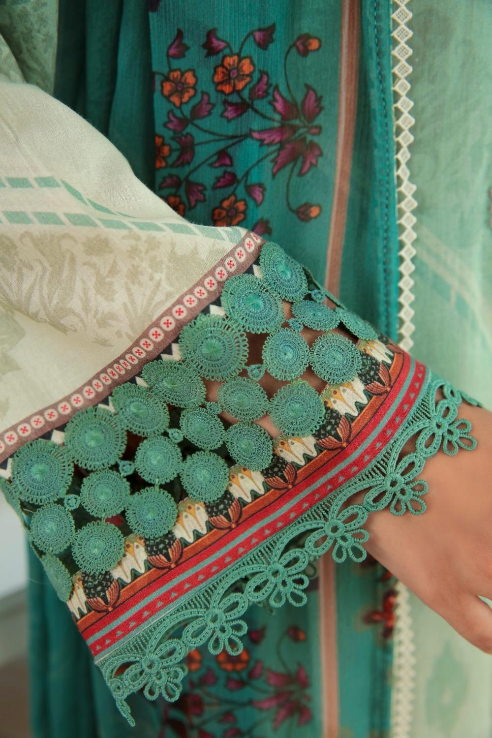 3PC Unstitched Printed + Embroidered Suit