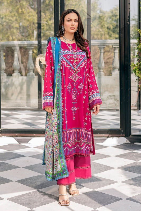 3 PC Unstitched | Printed Shirt + Printed Dupatta + Dyed Trouser