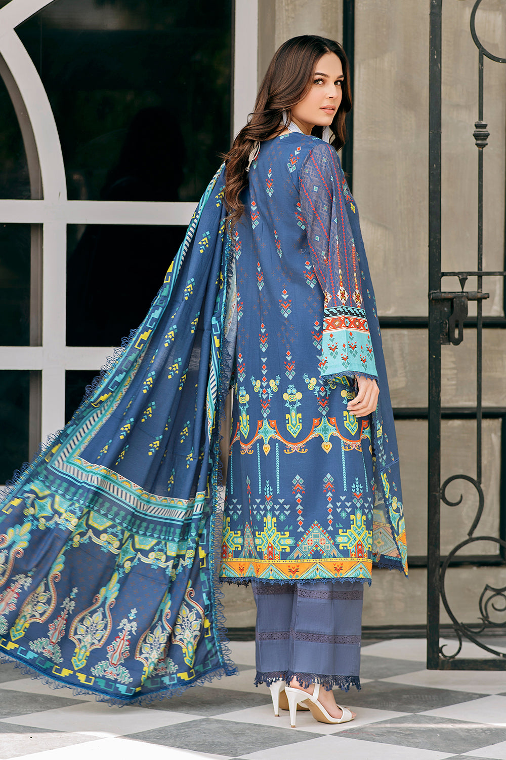3 PC Unstitched | Printed Shirt + Printed Dupatta + Dyed Trouser