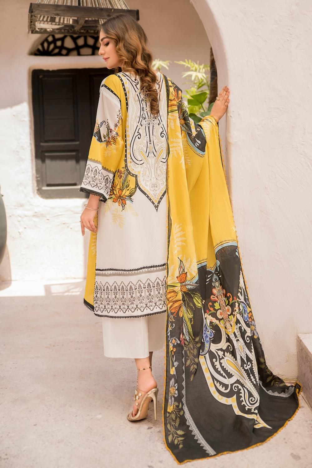 3 PC Unstitched | Digital Printed Shirt + Digital Printed Dupatta + Dyed Cambric Trouser