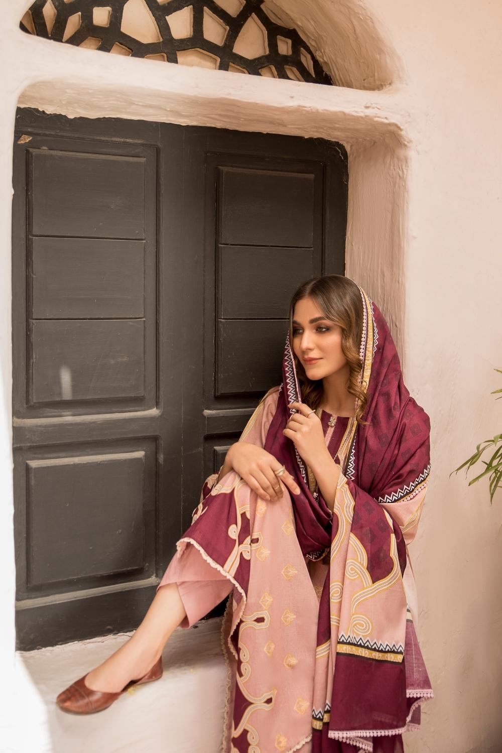 3 PC Unstitched | Digital Printed Shirt + Digital Printed Dupatta + Dyed Cambric Trouser