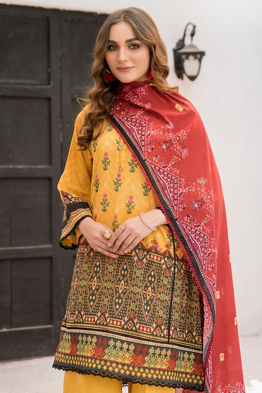 3 PC Unstitched | Digital Printed Shirt + Digital Printed Dupatta + Dyed Cambric Trouser