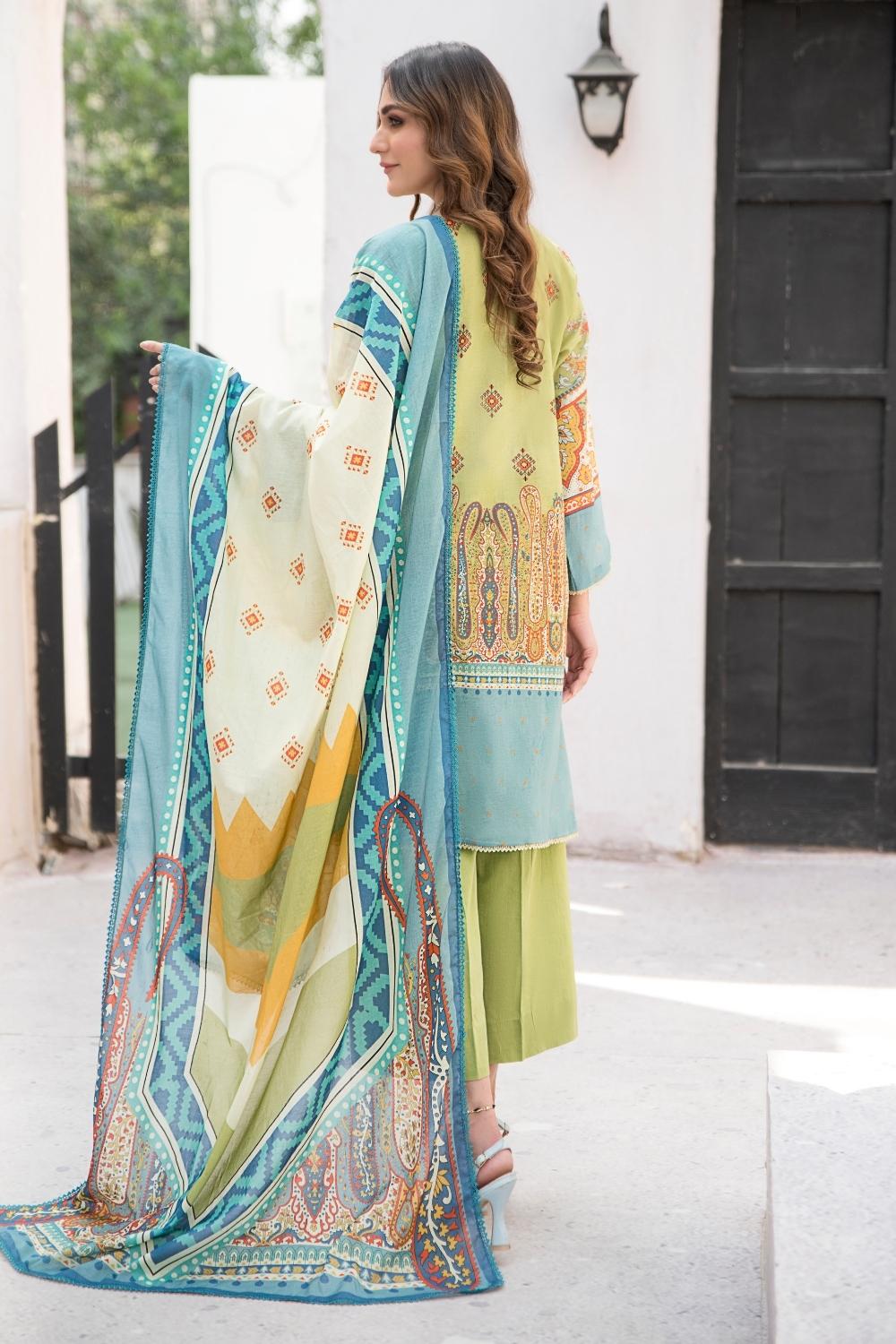 3 PC Unstitched | Digital Printed Shirt + Digital Printed Dupatta + Dyed Cambric Trouser