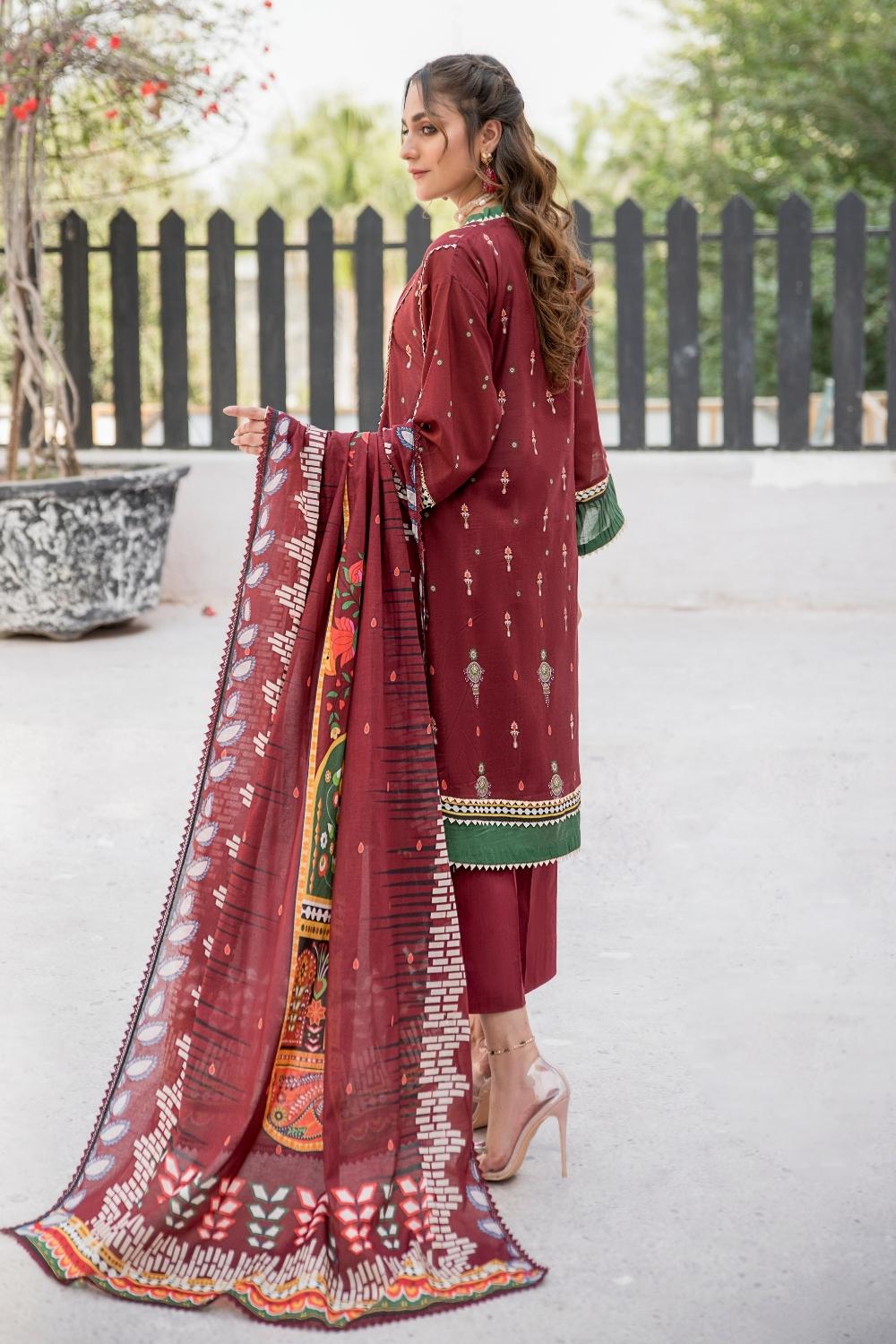 3 PC Unstitched | Digital Printed Shirt + Digital Printed Dupatta + Dyed Cambric Trouser