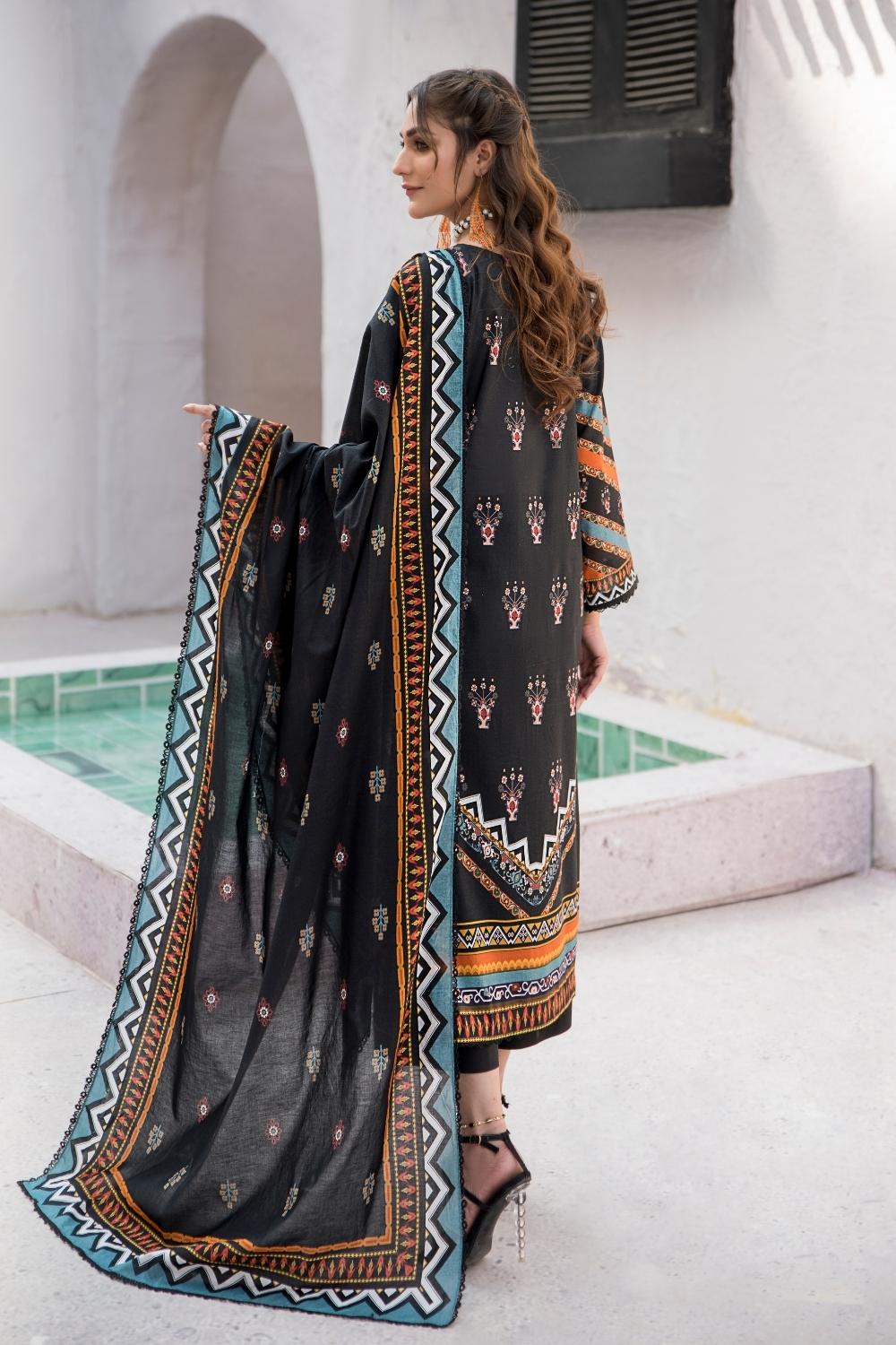 3 PC Unstitched | Digital Printed Shirt + Digital Printed Dupatta + Dyed Cambric Trouser