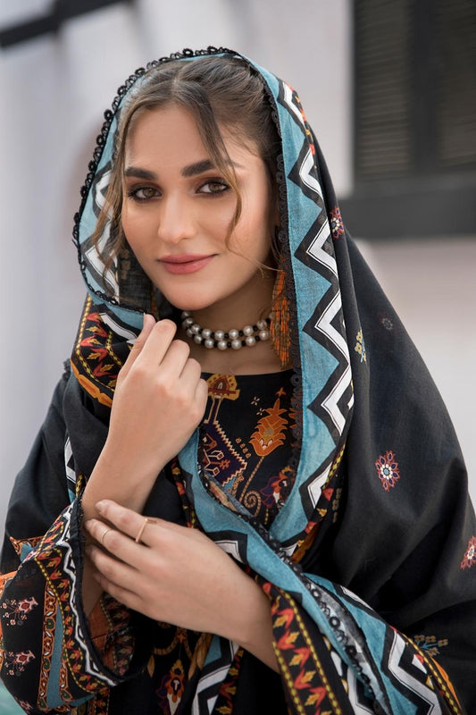 3 PC Unstitched | Digital Printed Shirt + Digital Printed Dupatta + Dyed Cambric Trouser