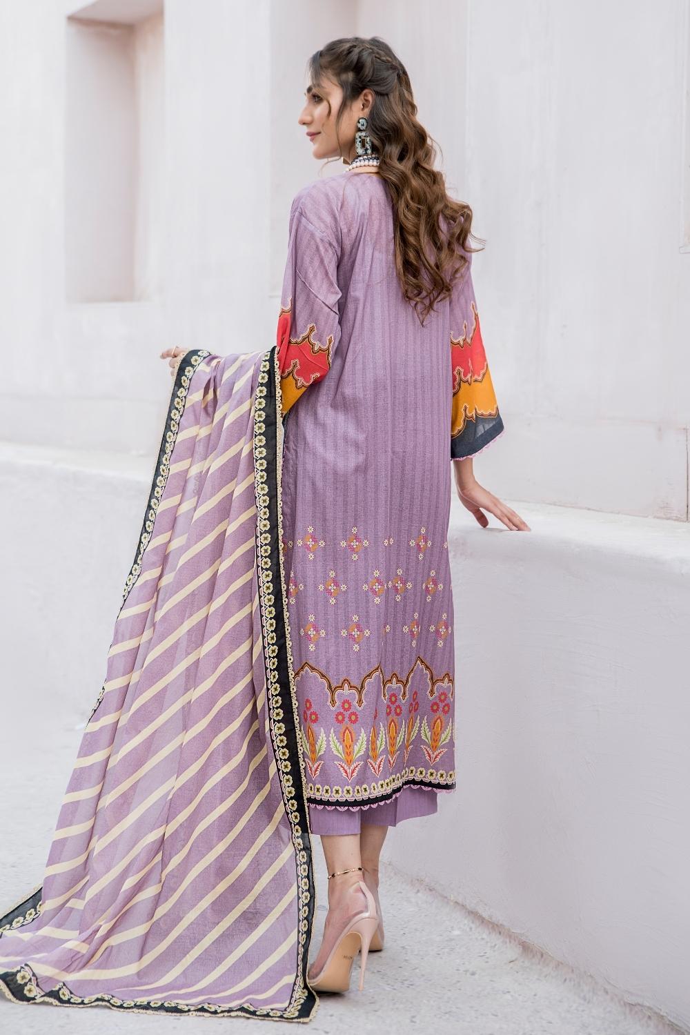 3 PC Unstitched | Digital Printed Shirt + Digital Printed Dupatta + Dyed Cambric Trouser