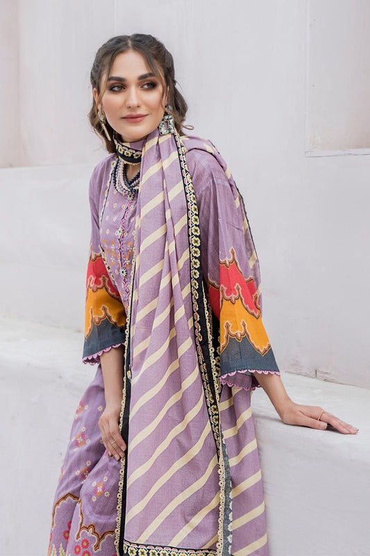 3 PC Unstitched | Digital Printed Shirt + Digital Printed Dupatta + Dyed Cambric Trouser