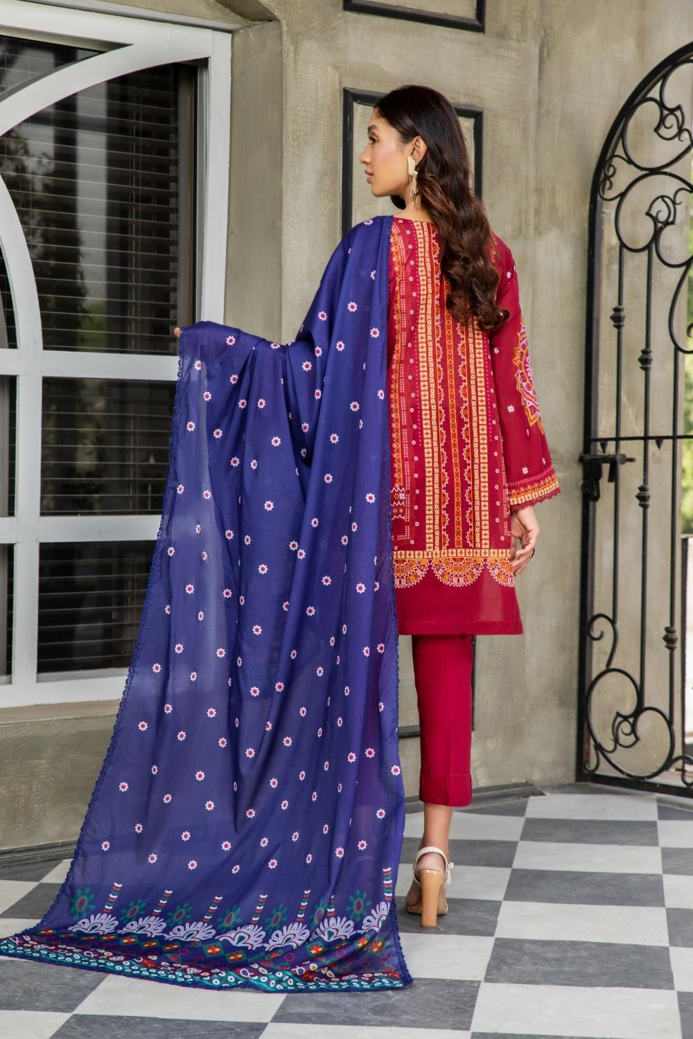 3 PC Unstitched | Printed Lawn Shirt + Printed Lawn Dupatta + Dyed Cambric Trouser