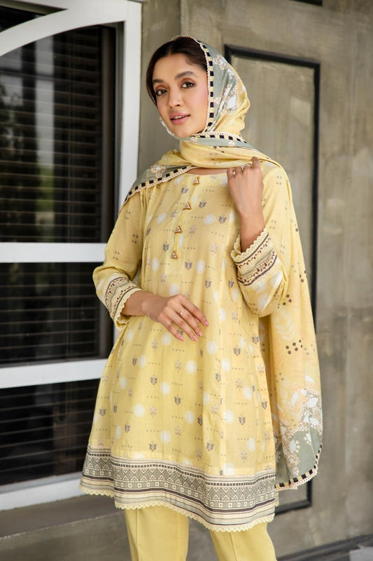 3 PC Unstitched | Printed Lawn Shirt + Printed Lawn Dupatta + Dyed Cambric Trouser