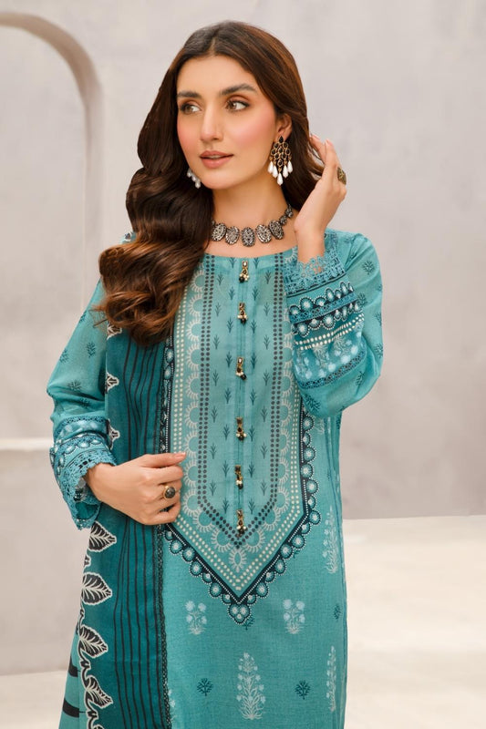 2 PC Unstitched | Printed Lawn Shirt + Printed Cotton Net Dupatta