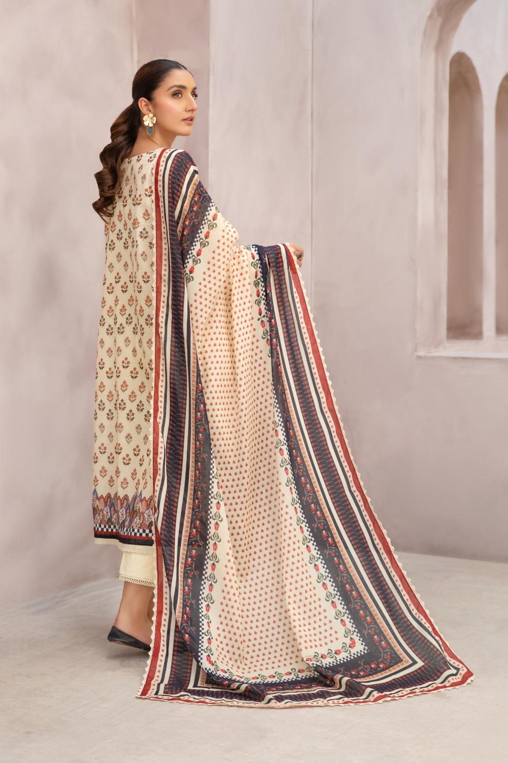 2 PC Unstitched | Printed Lawn Shirt + Printed Cotton Net Dupatta