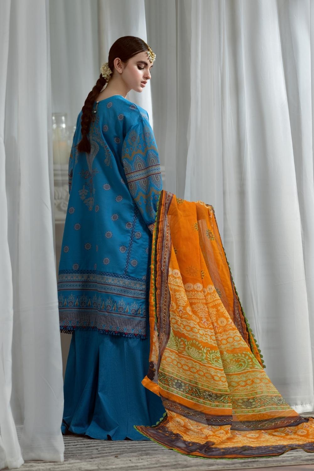 3PC Unstitched Printed + Embroidered Suit