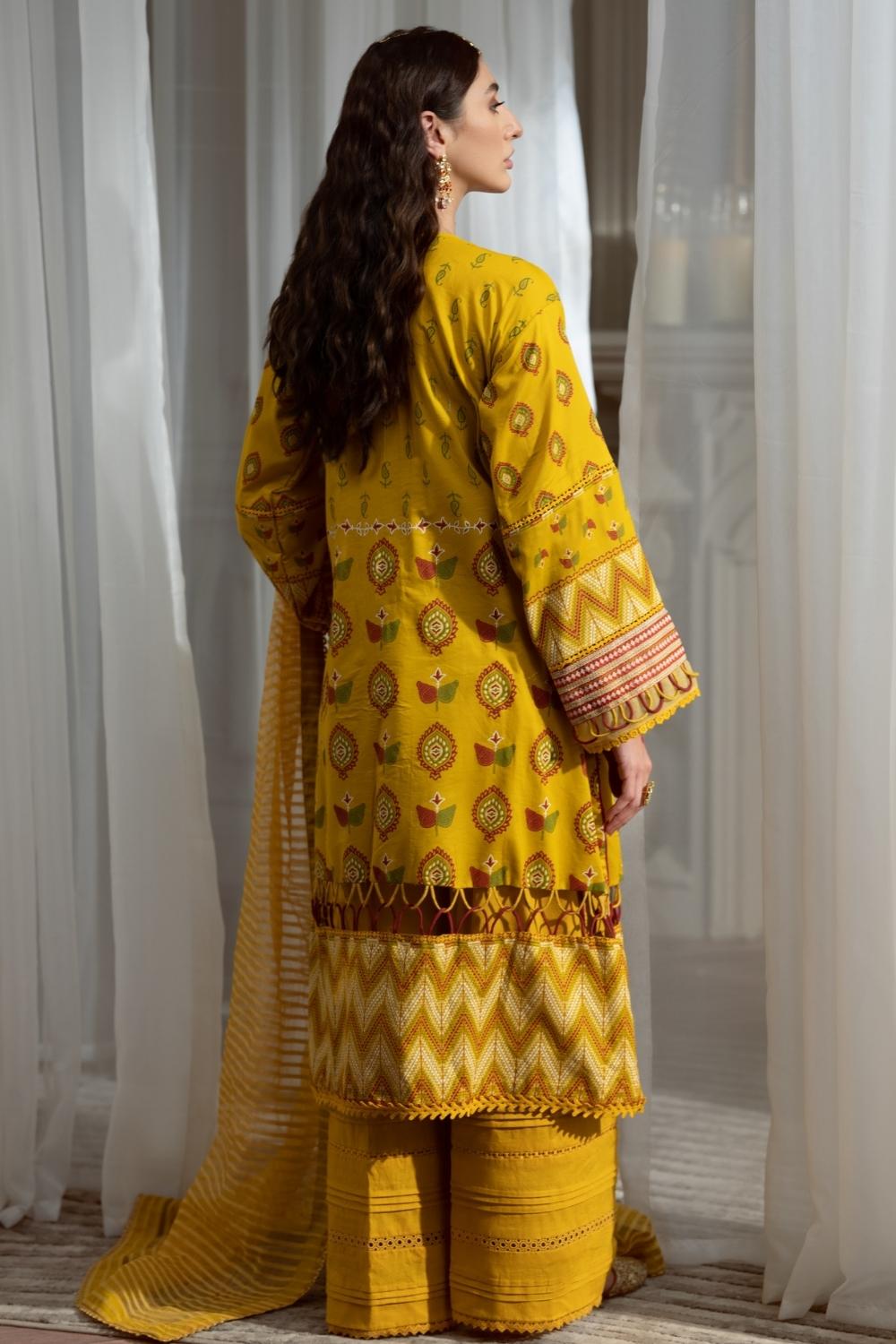 3PC Unstitched Embroidered + Printed Suit