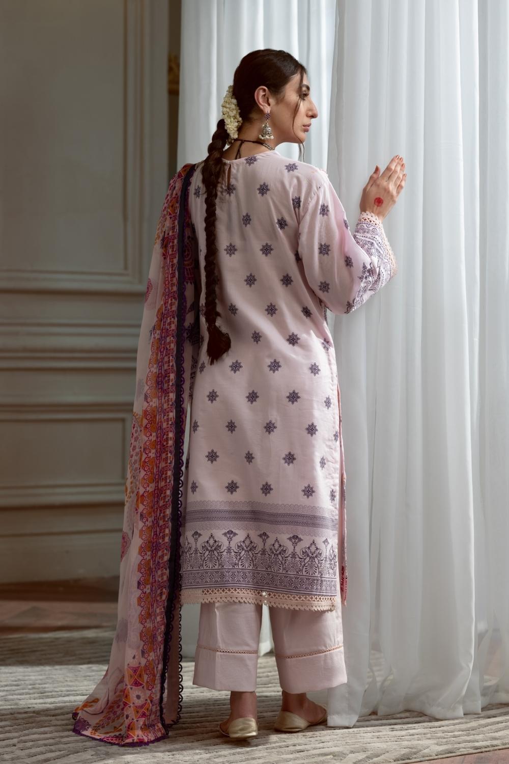 3PC Unstitched Printed + Embroidered Suit