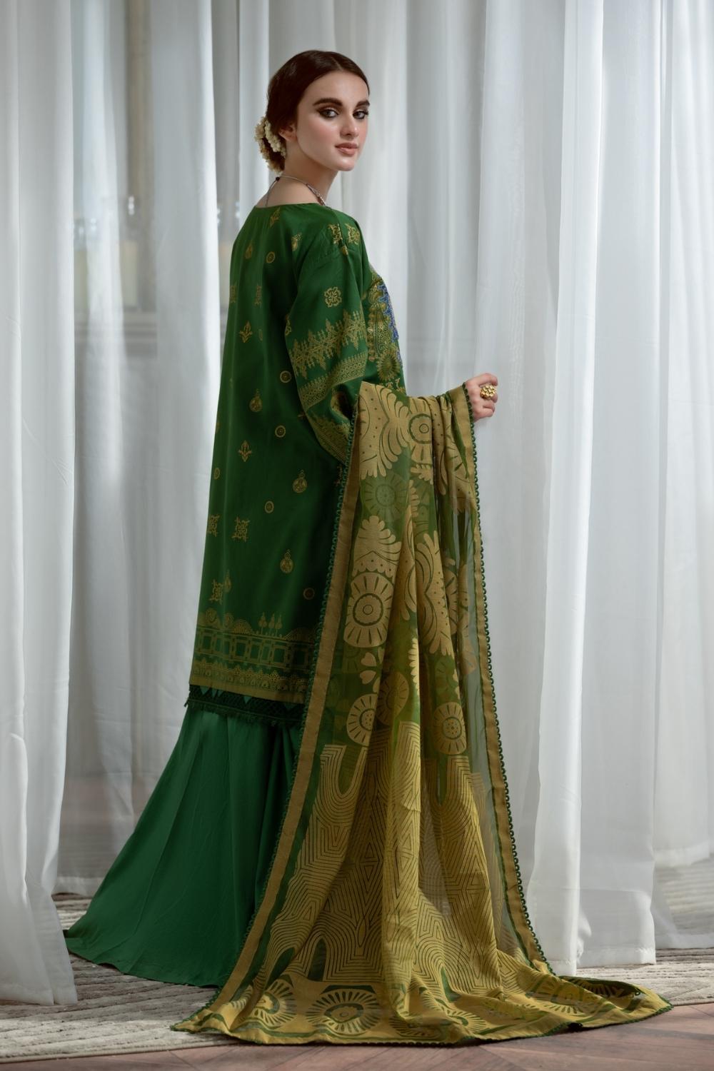 3PC Unstitched Printed + Embroidered Suit