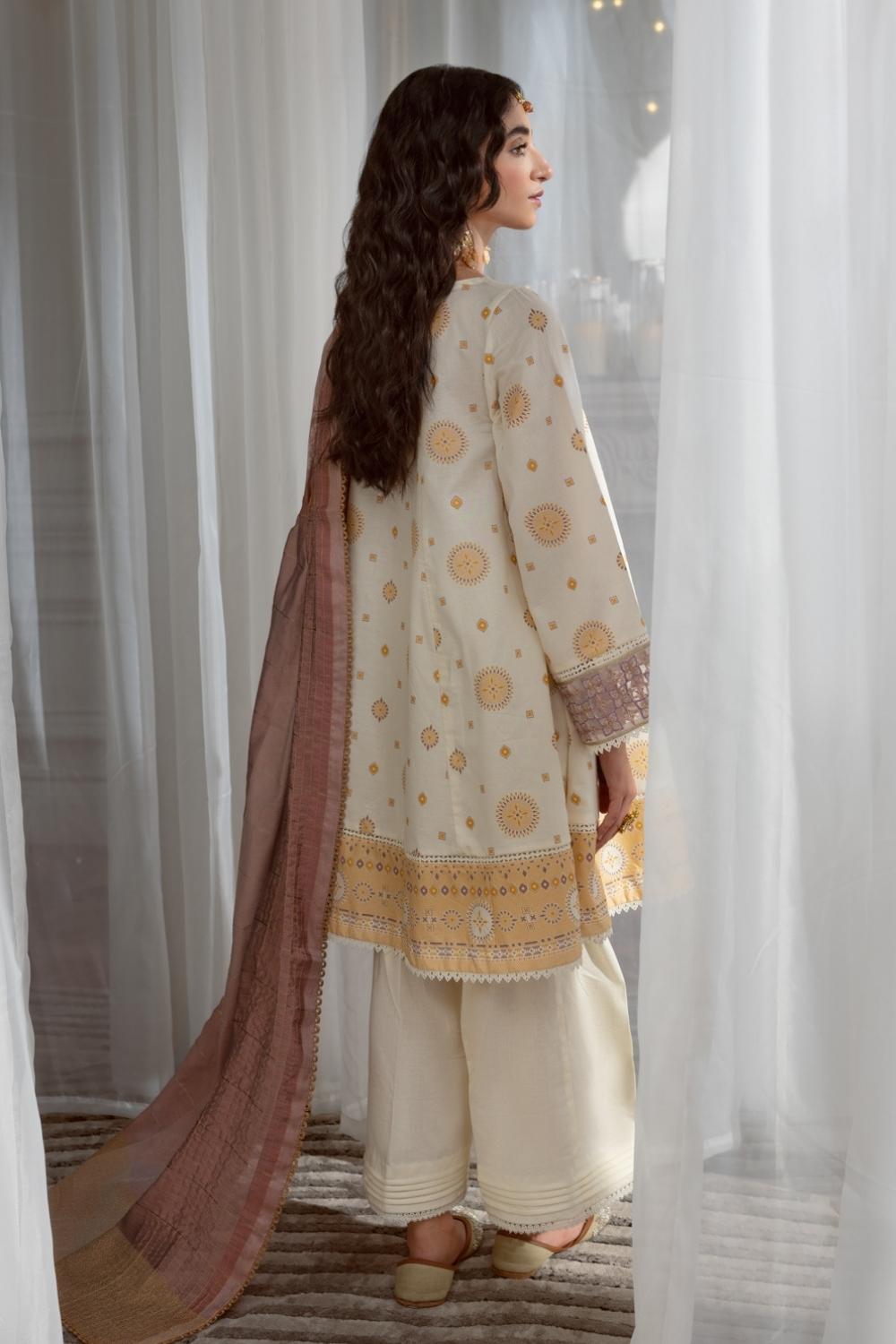 3PC Unstitched Embroidered + Printed Suit