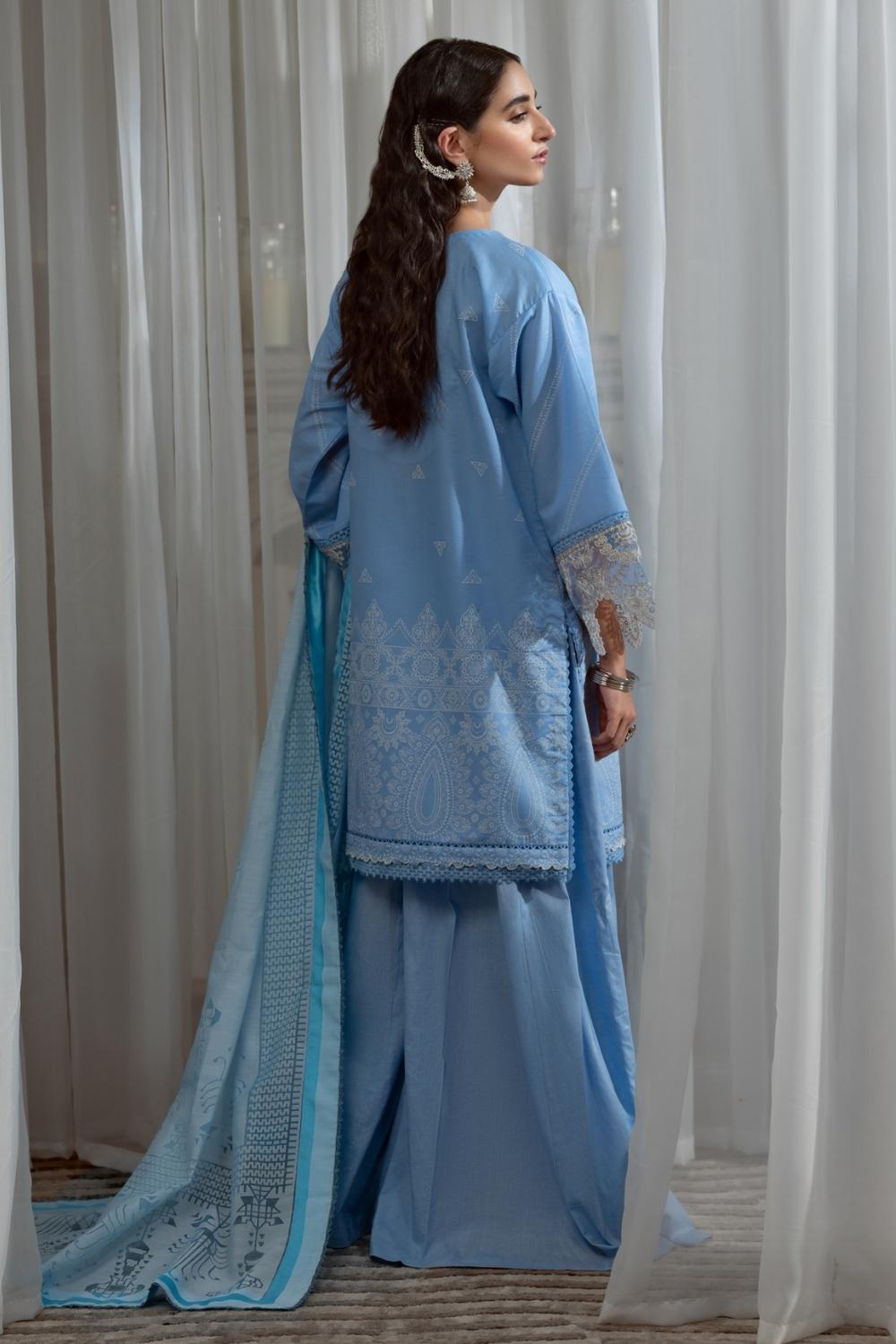 3PC Unstitched Printed + Embroidered Suit