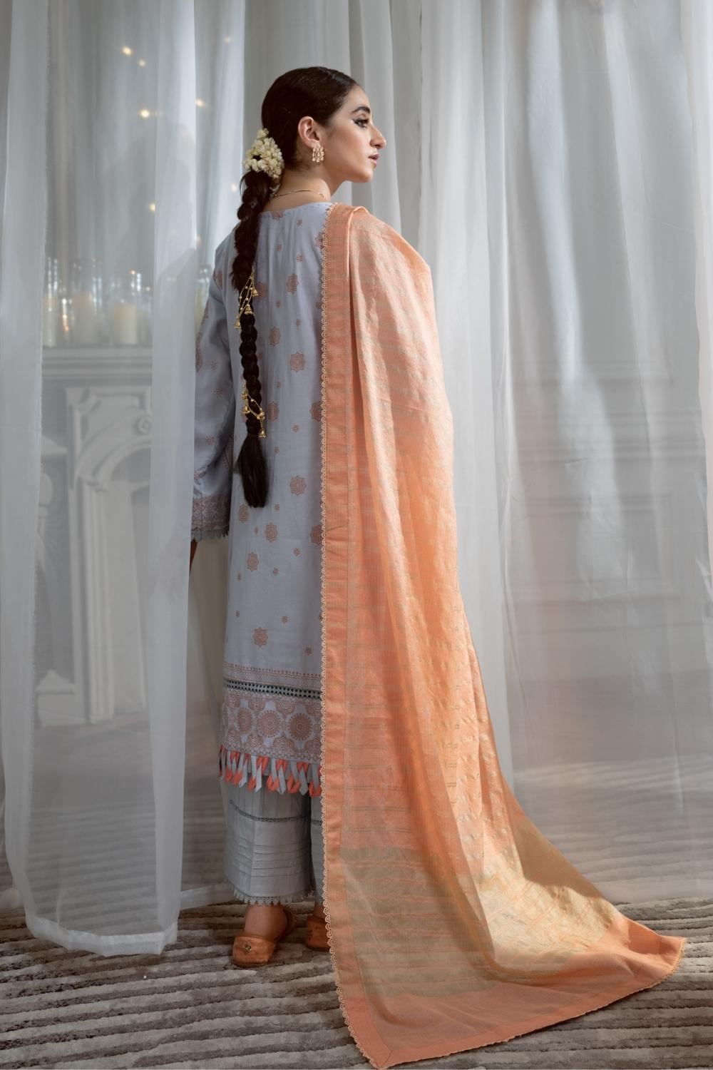 3PC Unstitched Printed + Embroidered Suit