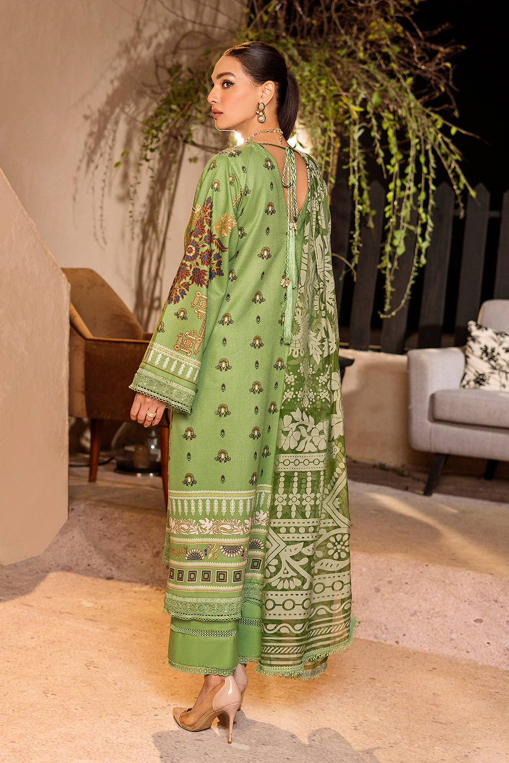 3 PC Unstitched Emboridered + Printed Shirt + Printed Dupatta + Dyed Trouser