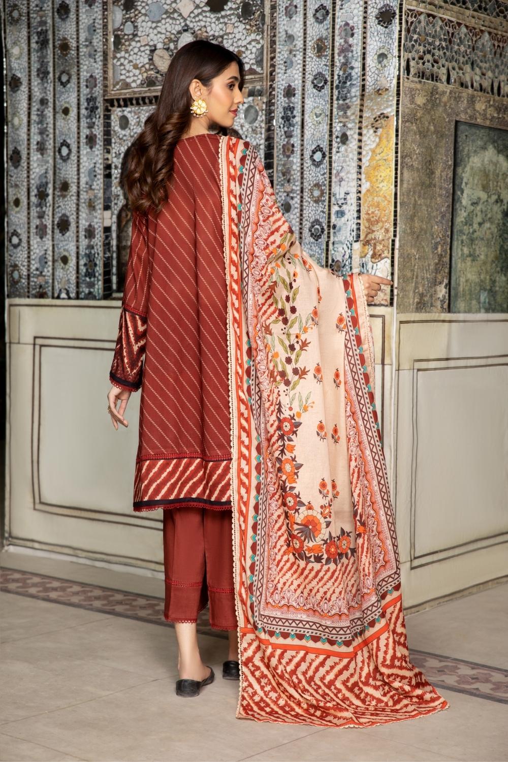 3PC Unstitched Printed+Embroidered Lawn Shirt | Cotton Net Printed Dupatta | Cambric Dyed Trouser