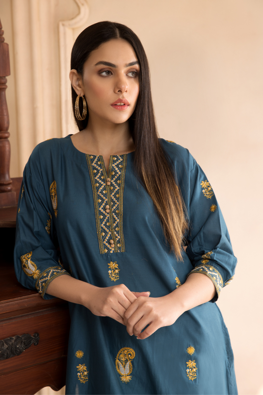 2 PC Unstitched | Embroidered Cambric Shirt + Trouser