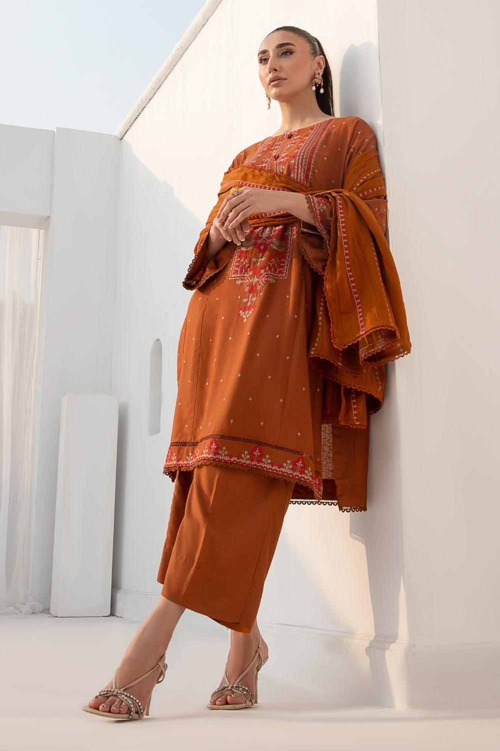 3PC Unstitched |Embroidered Karandi Shirt+ Wool Shawl+ Trouser
