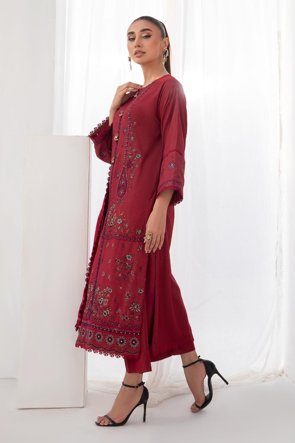 3PC Unstitched |Embroidered Karandi Shirt+ Cotton Dobby Shawl+ Trouser